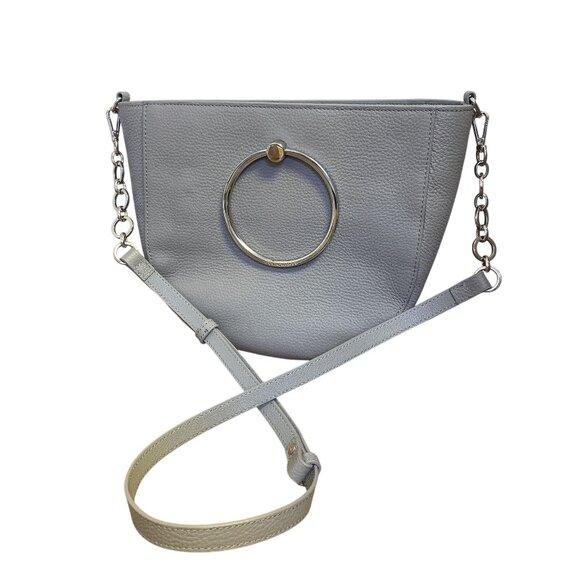 Ted Baker Grey Leather Crossbody Bag With Chain Strap & Metal Ring Detail - Picture 3 of 6